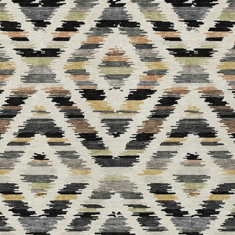 9' X 12' Black And Ivory Tribal Washable Indoor Outdoor Area Rug Homeroots Outdoor
