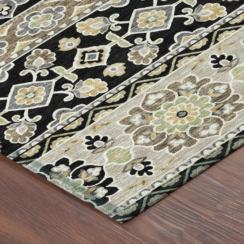 9' X 12' Black And Ivory Tribal Washable Indoor Outdoor Area Rug Homeroots Outdoor