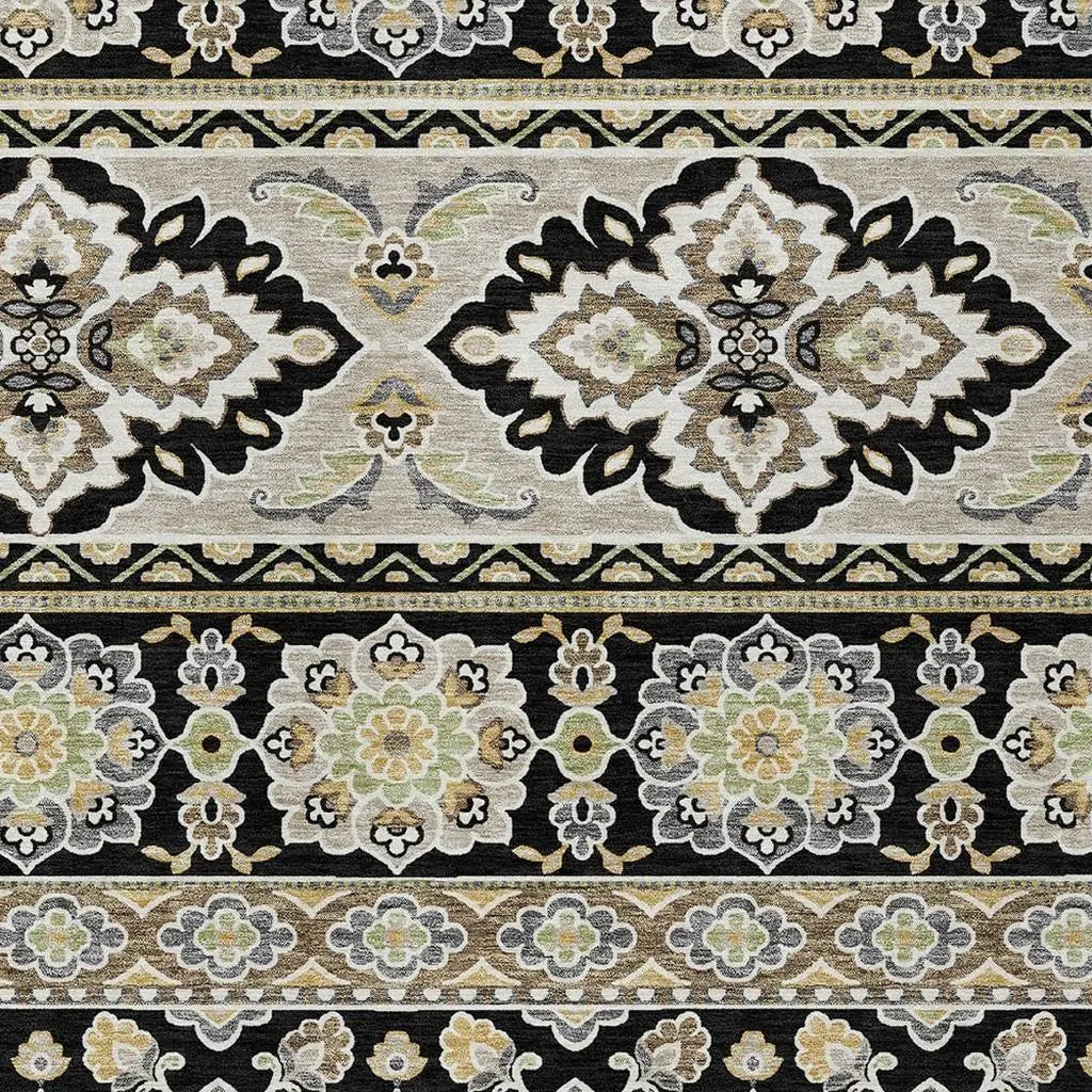 9' X 12' Black And Ivory Tribal Washable Indoor Outdoor Area Rug Homeroots Outdoor