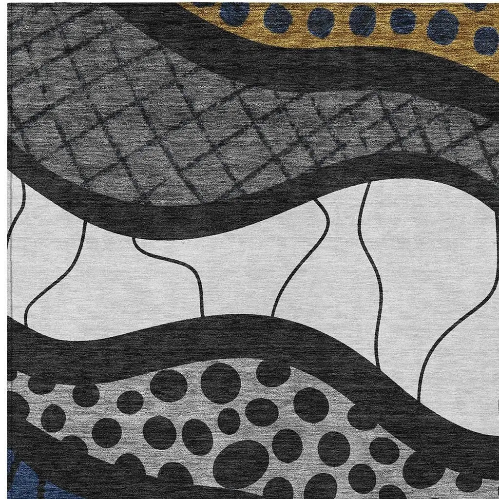 9' X 12' Black And Khaki Abstract Washable Indoor Outdoor Area Rug Homeroots Outdoor