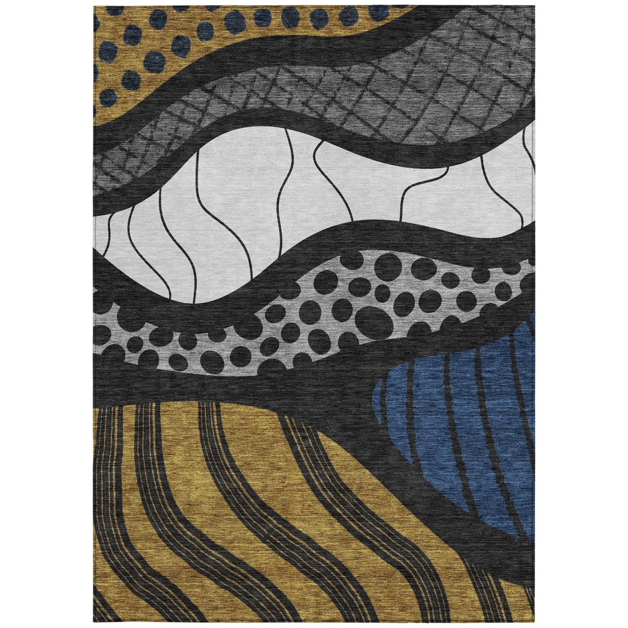 9' X 12' Black And Khaki Abstract Washable Indoor Outdoor Area Rug Homeroots Outdoor
