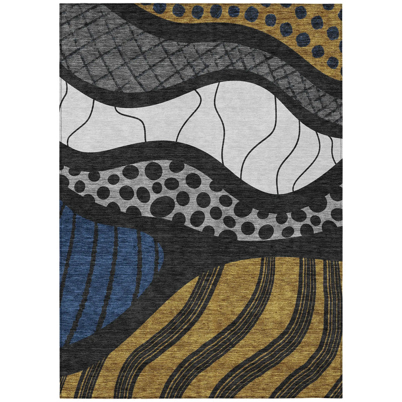 9' X 12' Black And Khaki Abstract Washable Indoor Outdoor Area Rug Homeroots Outdoor