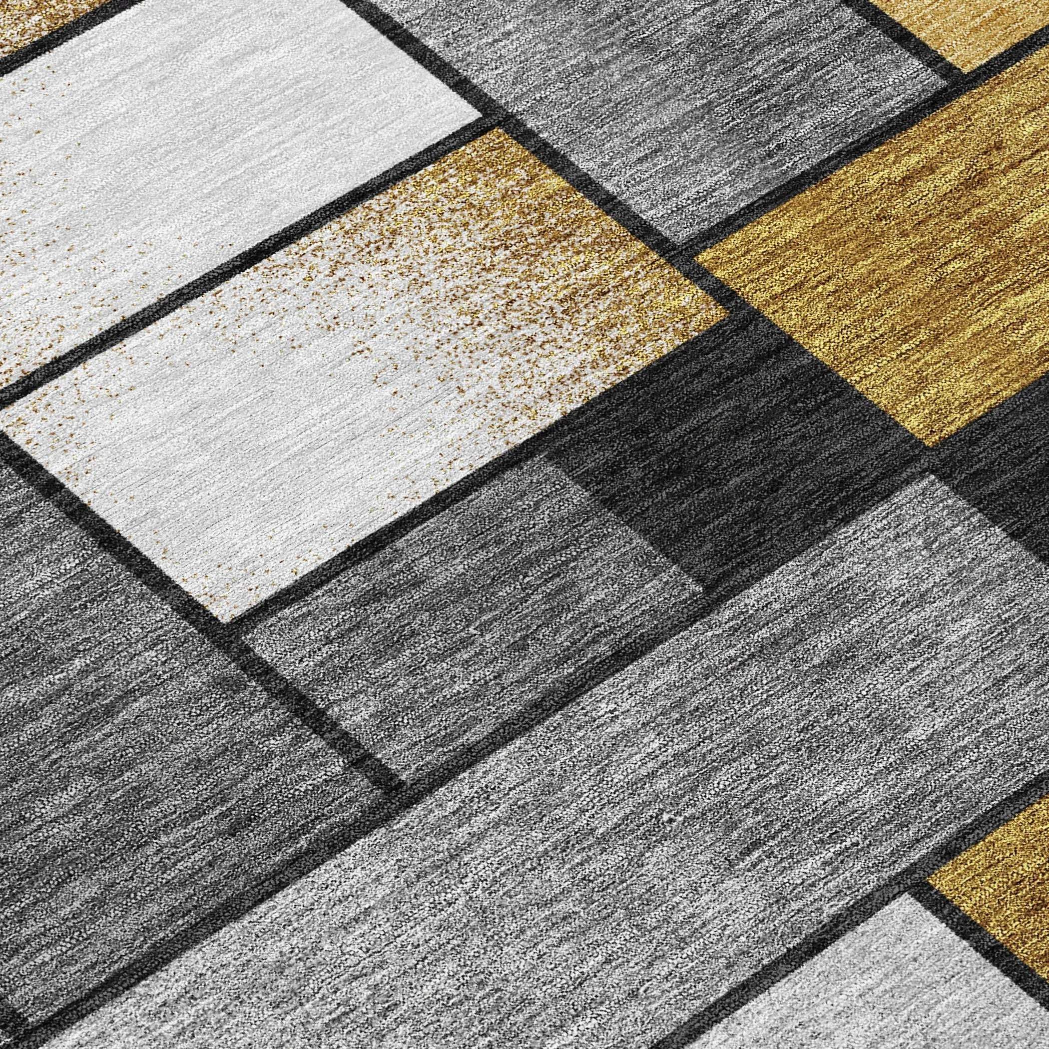 9' X 12' Black And Khaki Geometric Washable Indoor Outdoor Area Rug Homeroots Outdoor