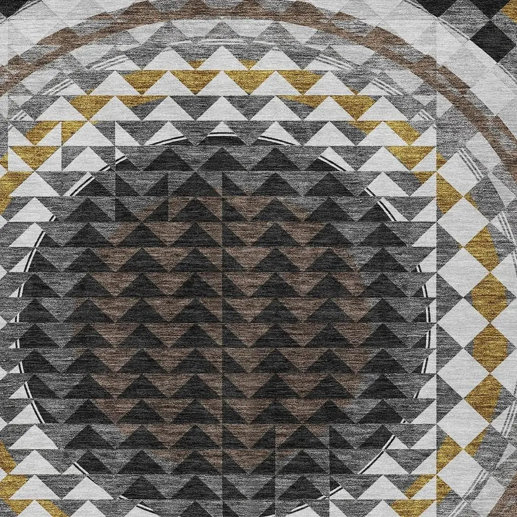 9' X 12' Black And Linen Geometric Washable Indoor Outdoor Area Rug Homeroots Outdoor