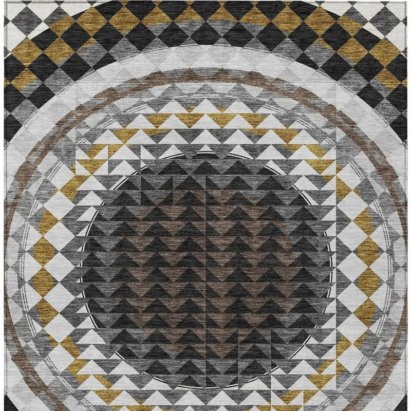 9' X 12' Black And Linen Geometric Washable Indoor Outdoor Area Rug Homeroots Outdoor