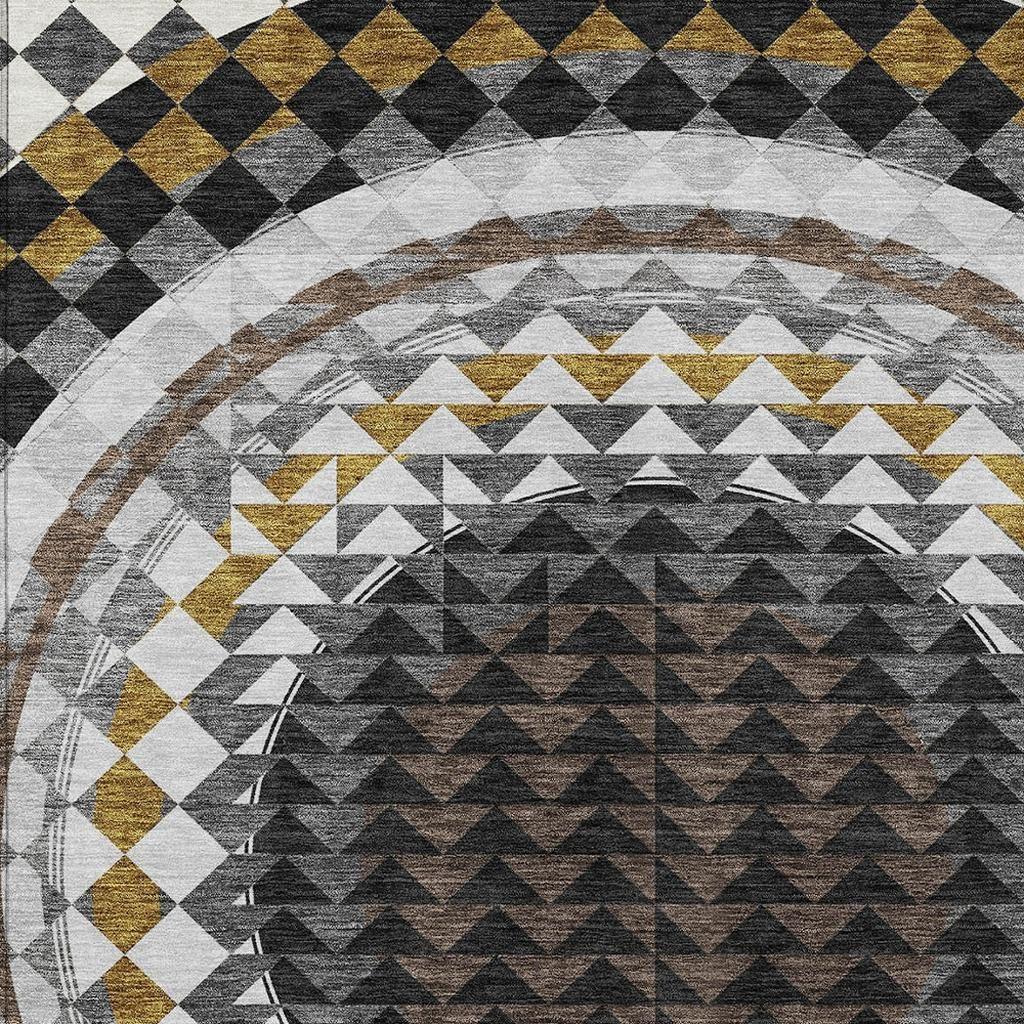 9' X 12' Black And Linen Geometric Washable Indoor Outdoor Area Rug Homeroots Outdoor