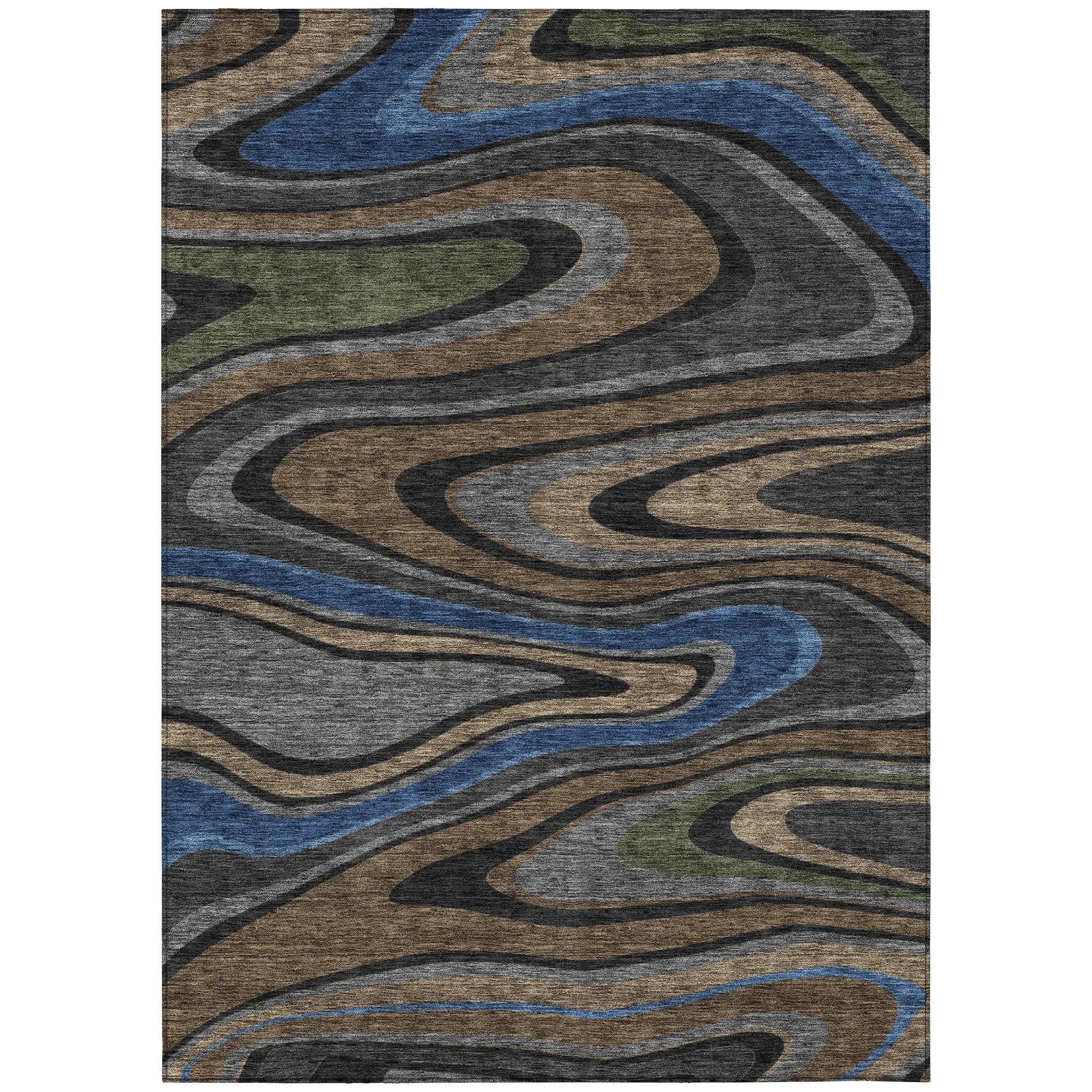 9' X 12' Black And Navy Blue Abstract Washable Indoor Outdoor Area Rug Homeroots Outdoor
