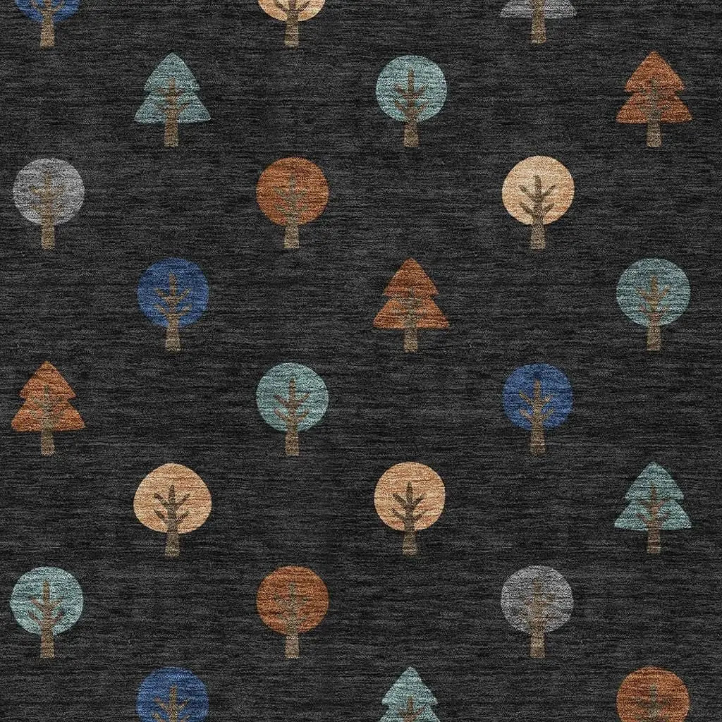 9' X 12' Black And Navy Blue Geometric Washable Indoor Outdoor Area Rug Homeroots Outdoor