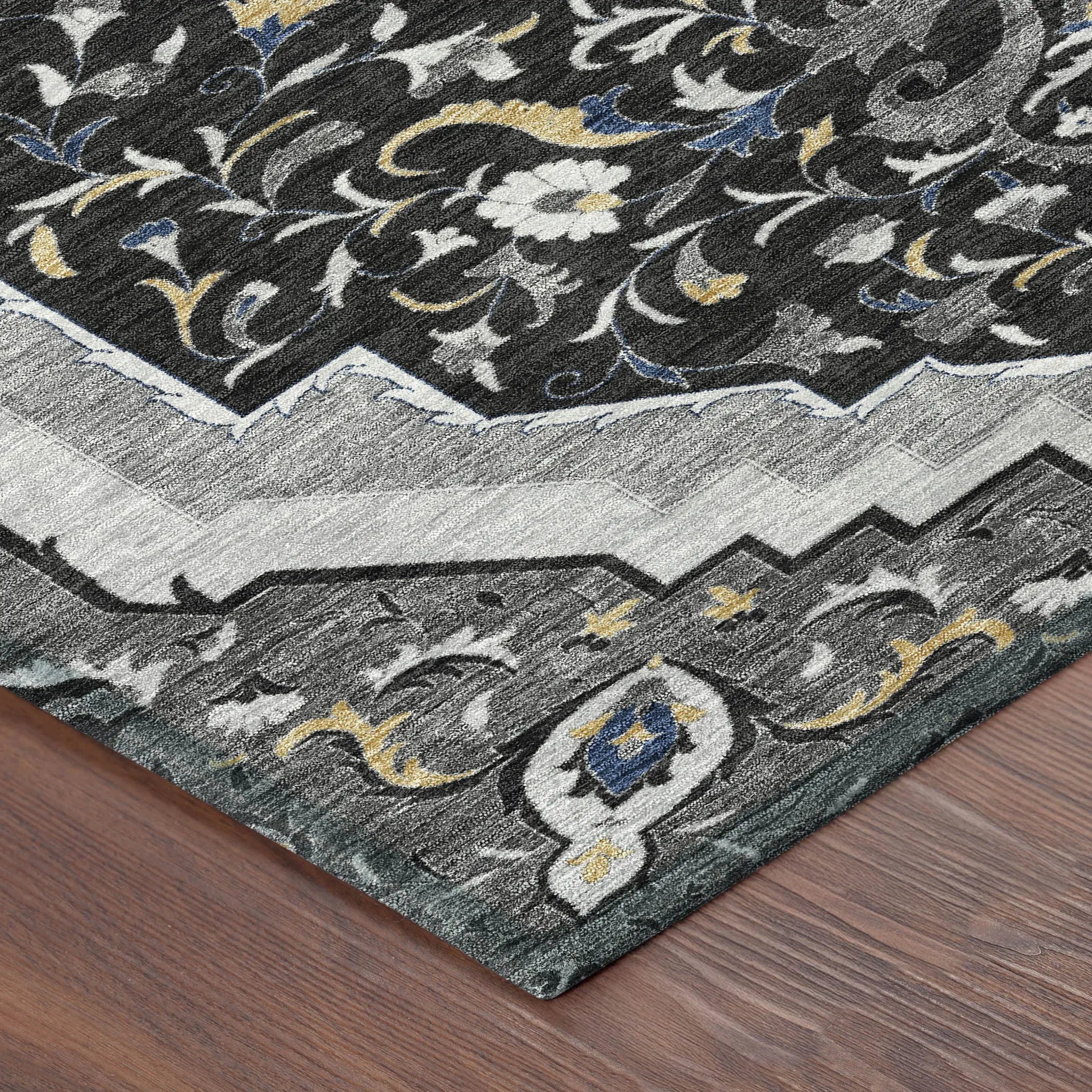 9' X 12' Black And Orange Medallion Washable Indoor Outdoor Area Rug Homeroots Outdoor