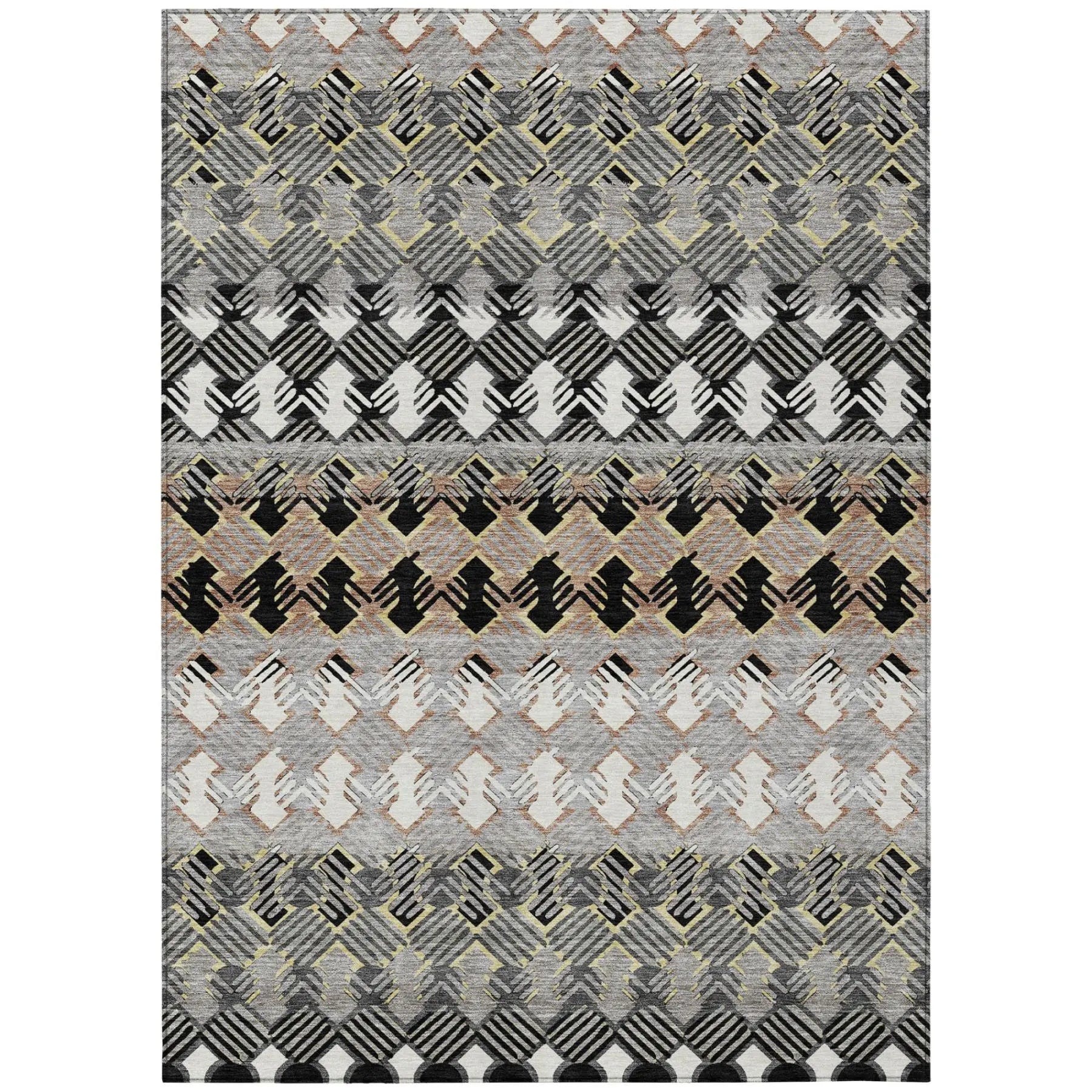 9' X 12' Black And Pewter Striped Washable Indoor Outdoor Area Rug Homeroots Outdoor