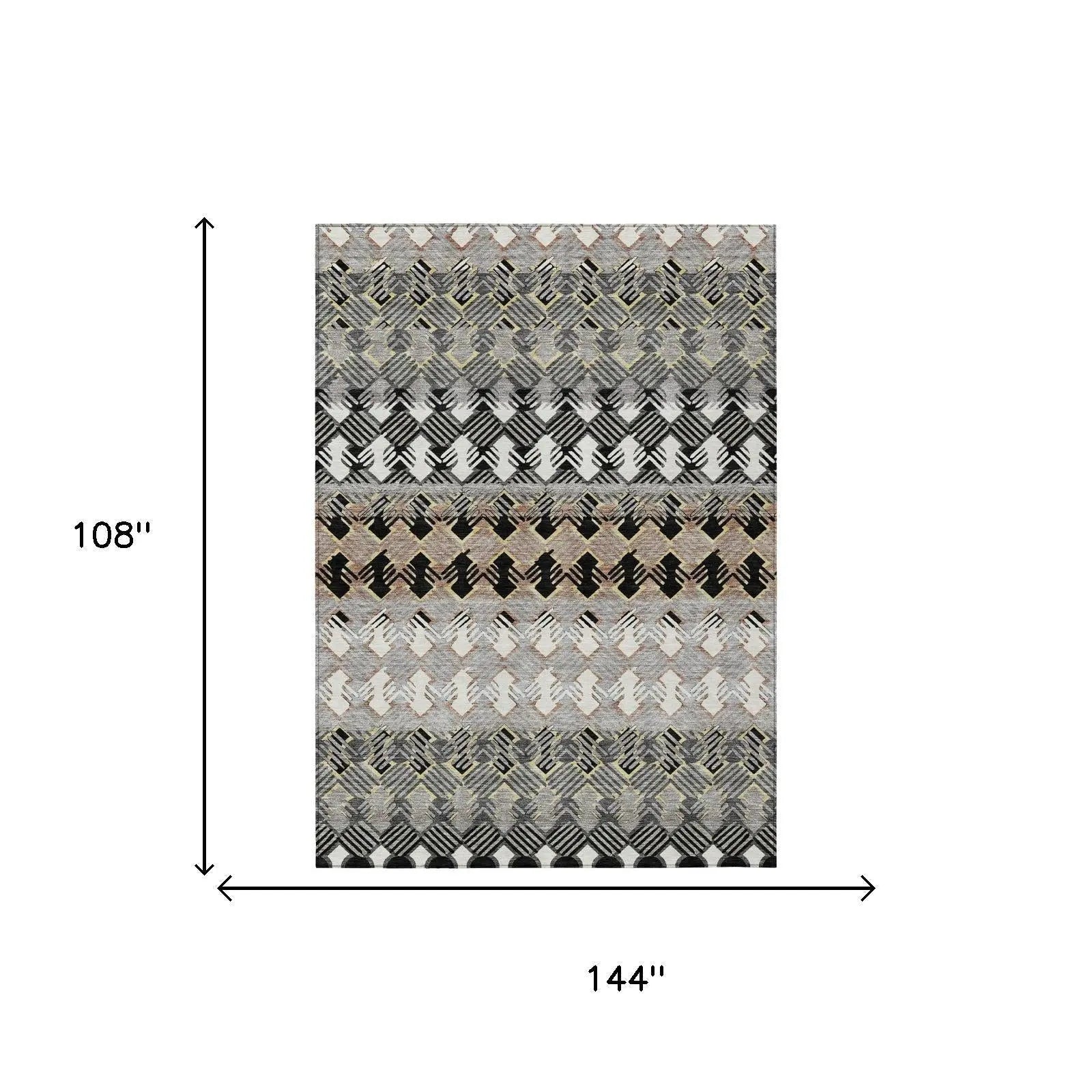 9' X 12' Black And Pewter Striped Washable Indoor Outdoor Area Rug Homeroots Outdoor