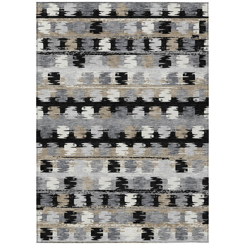 9' X 12' Black And Purple Abstract Washable Indoor Outdoor Area Rug Homeroots Outdoor
