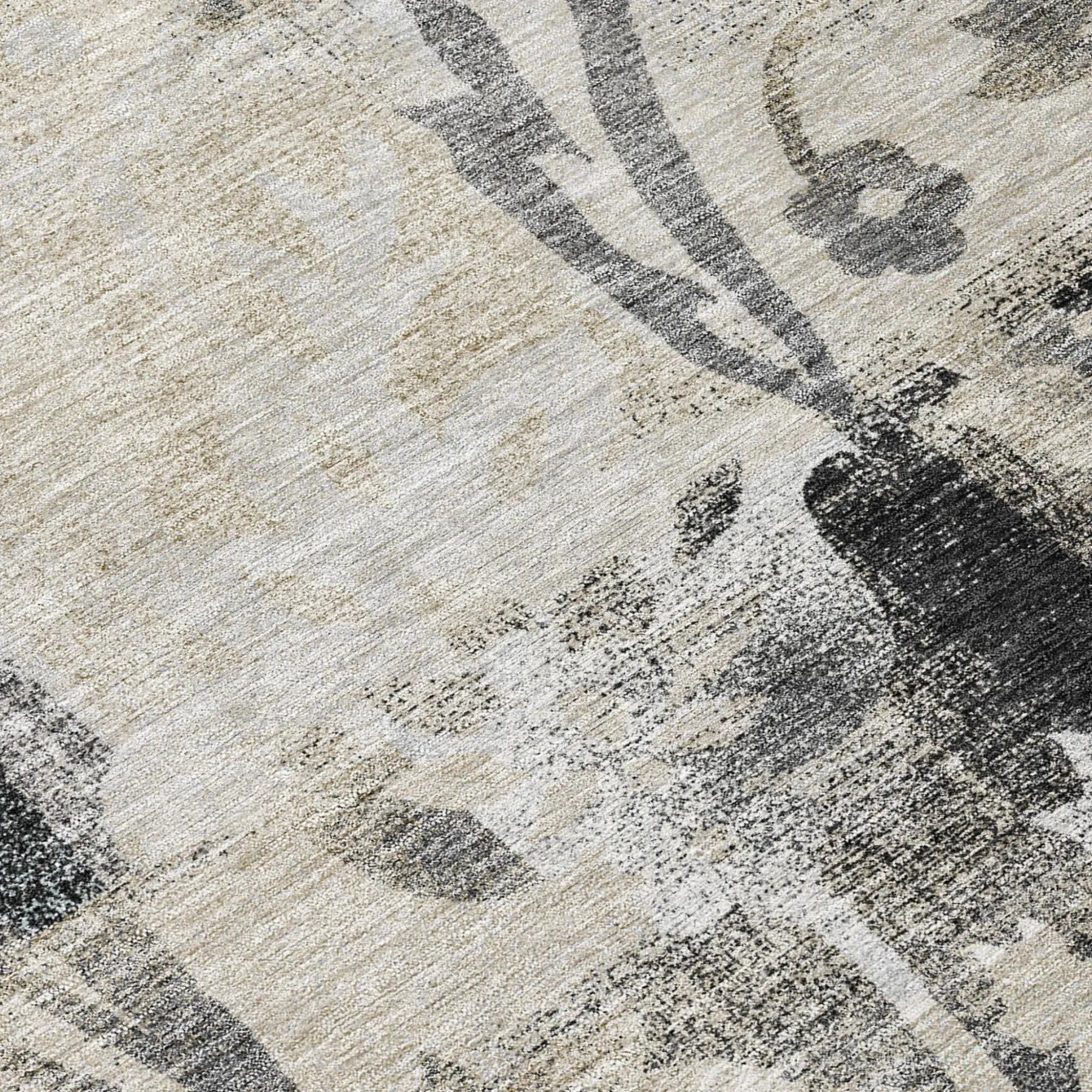 9' X 12' Black And Silver Botanical Leaves Washable Indoor Outdoor Area Rug Homeroots Outdoor