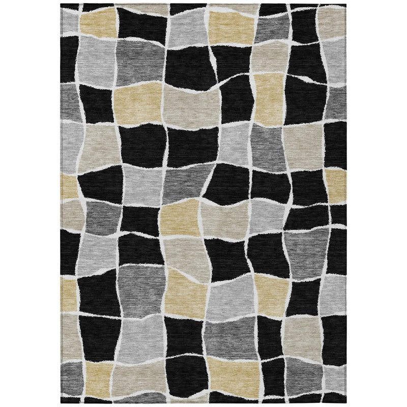 9' X 12' Black And Silver Geometric Washable Indoor Outdoor Area Rug Homeroots Outdoor