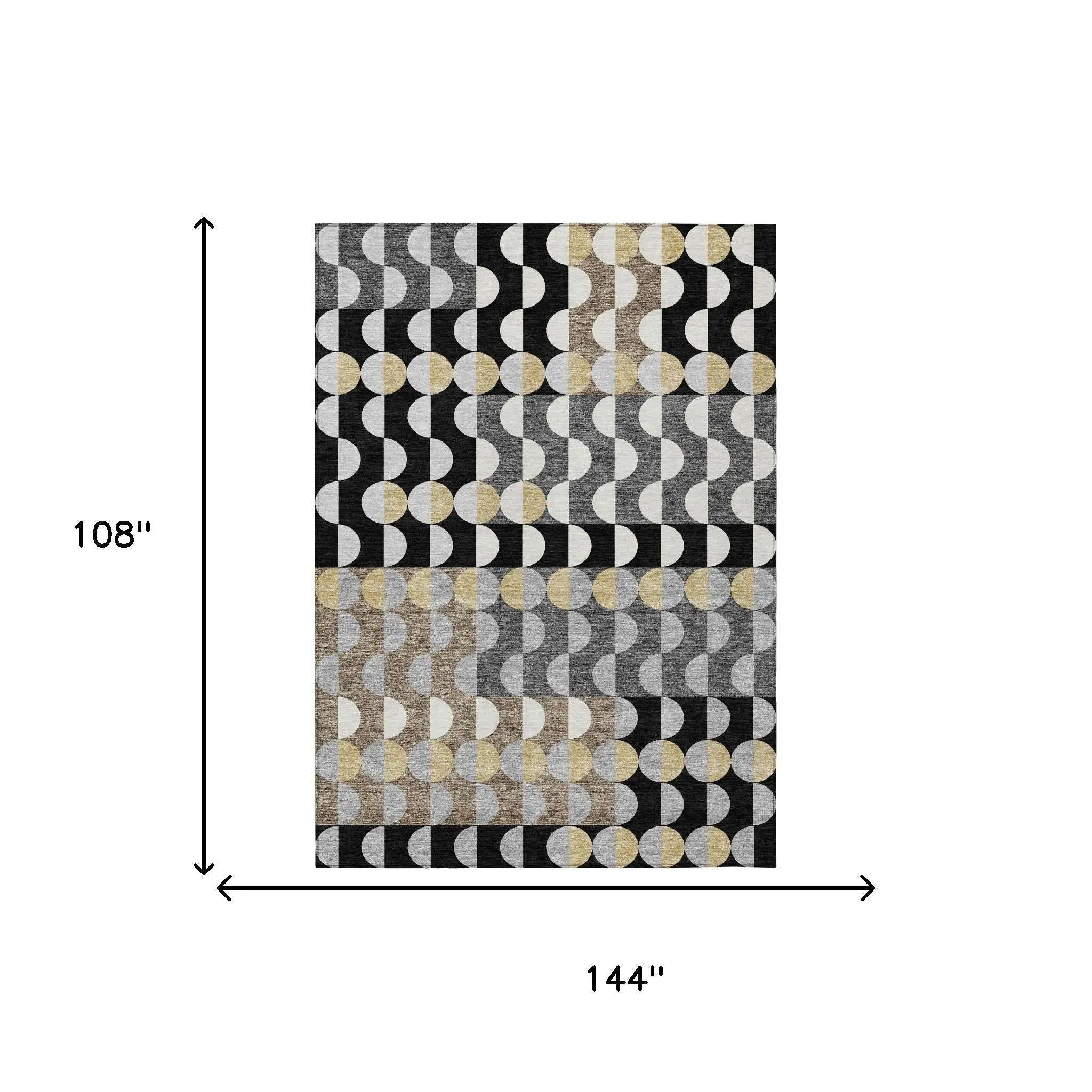 9' X 12' Black And Silver Geometric Washable Indoor Outdoor Area Rug Homeroots Outdoor