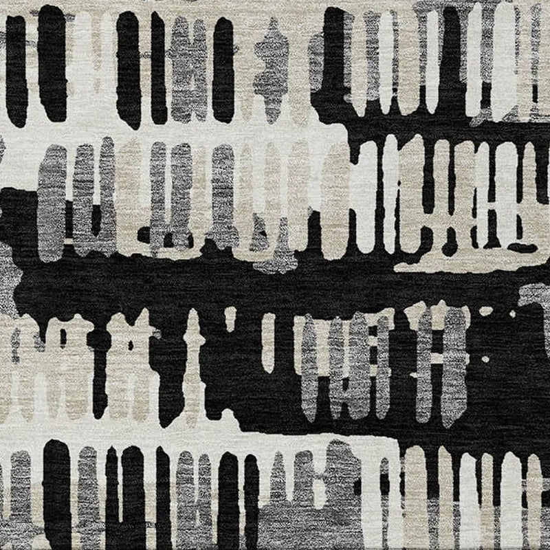 9' X 12' Black And Taupe Abstract Washable Indoor Outdoor Area Rug Homeroots Outdoor