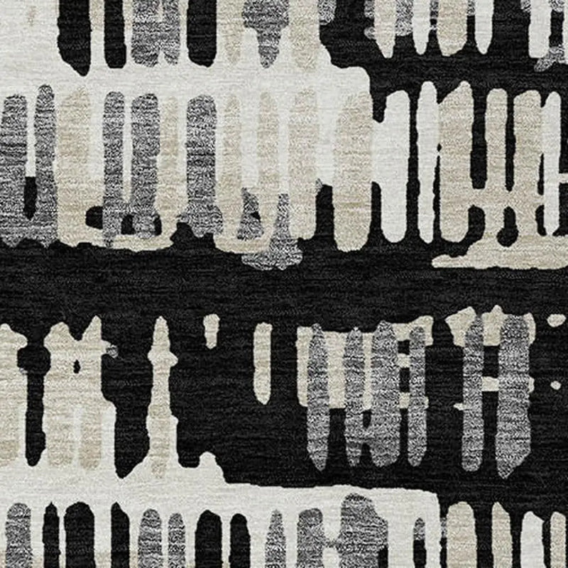 9' X 12' Black And Taupe Abstract Washable Indoor Outdoor Area Rug Homeroots Outdoor