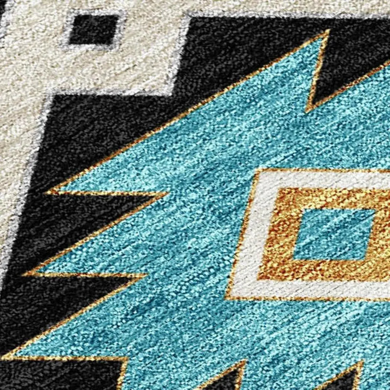 9' X 12' Black And Taupe Southwestern Washable Indoor Outdoor Area Rug Homeroots Outdoor