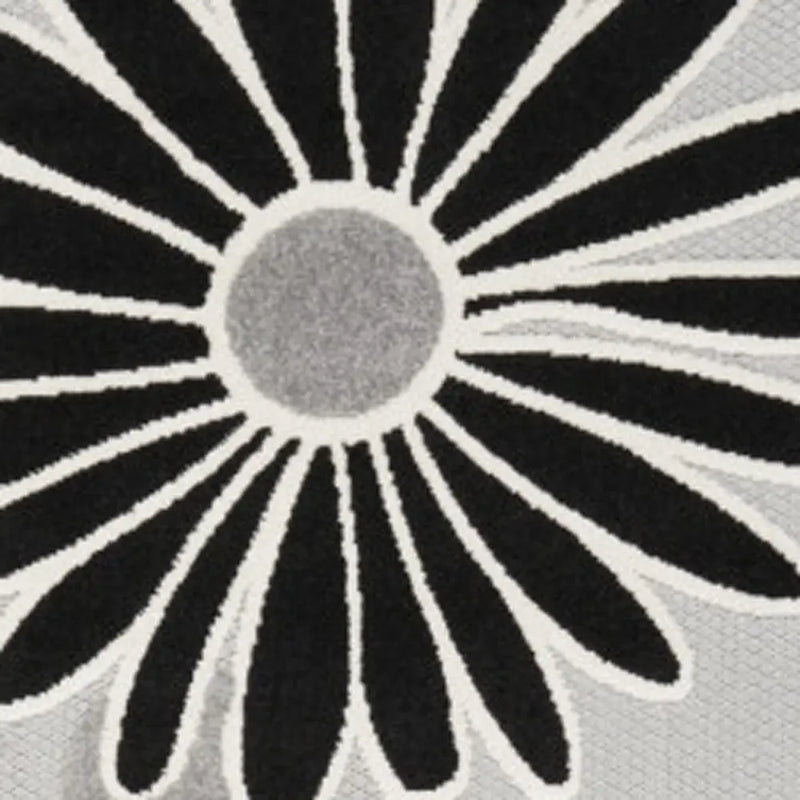 9' X 12' Black And White Floral Stain Resistant Non Skid Area Rug Homeroots Outdoor