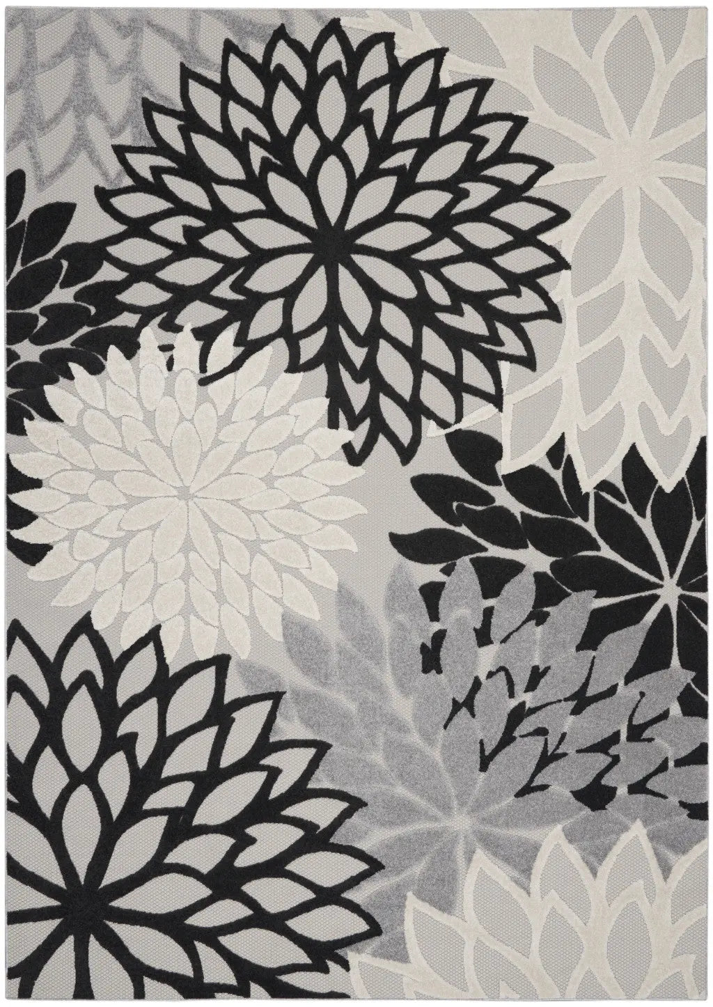 9' X 12' Black And White Indoor Outdoor Area Rug - GreatEagleInc