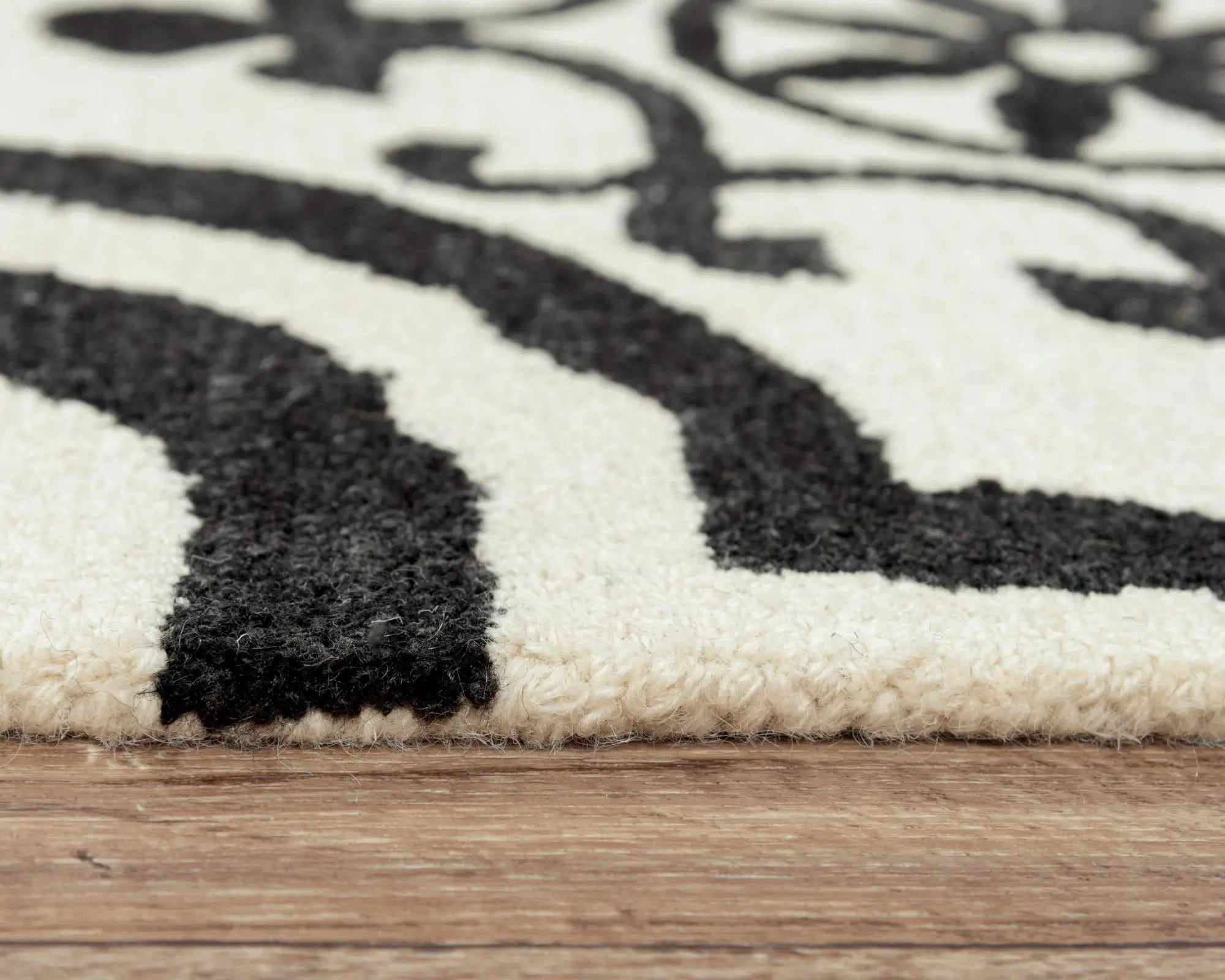 9' X 12' Black And White Wool Moroccan Hand Tufted Area Rug Homeroots Home Decor