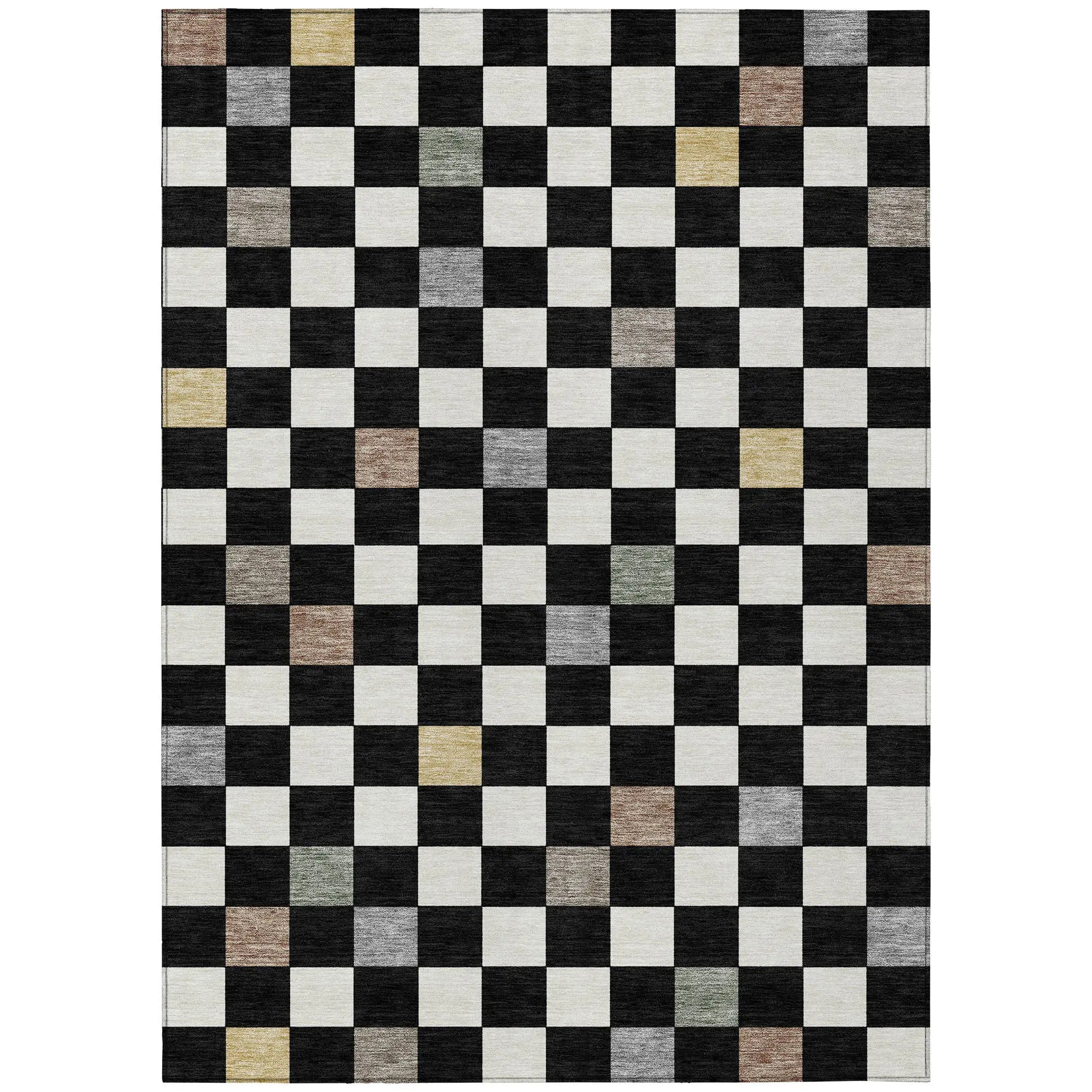 9' X 12' Black And Yellow Geometric Washable Indoor Outdoor Area Rug Homeroots Outdoor