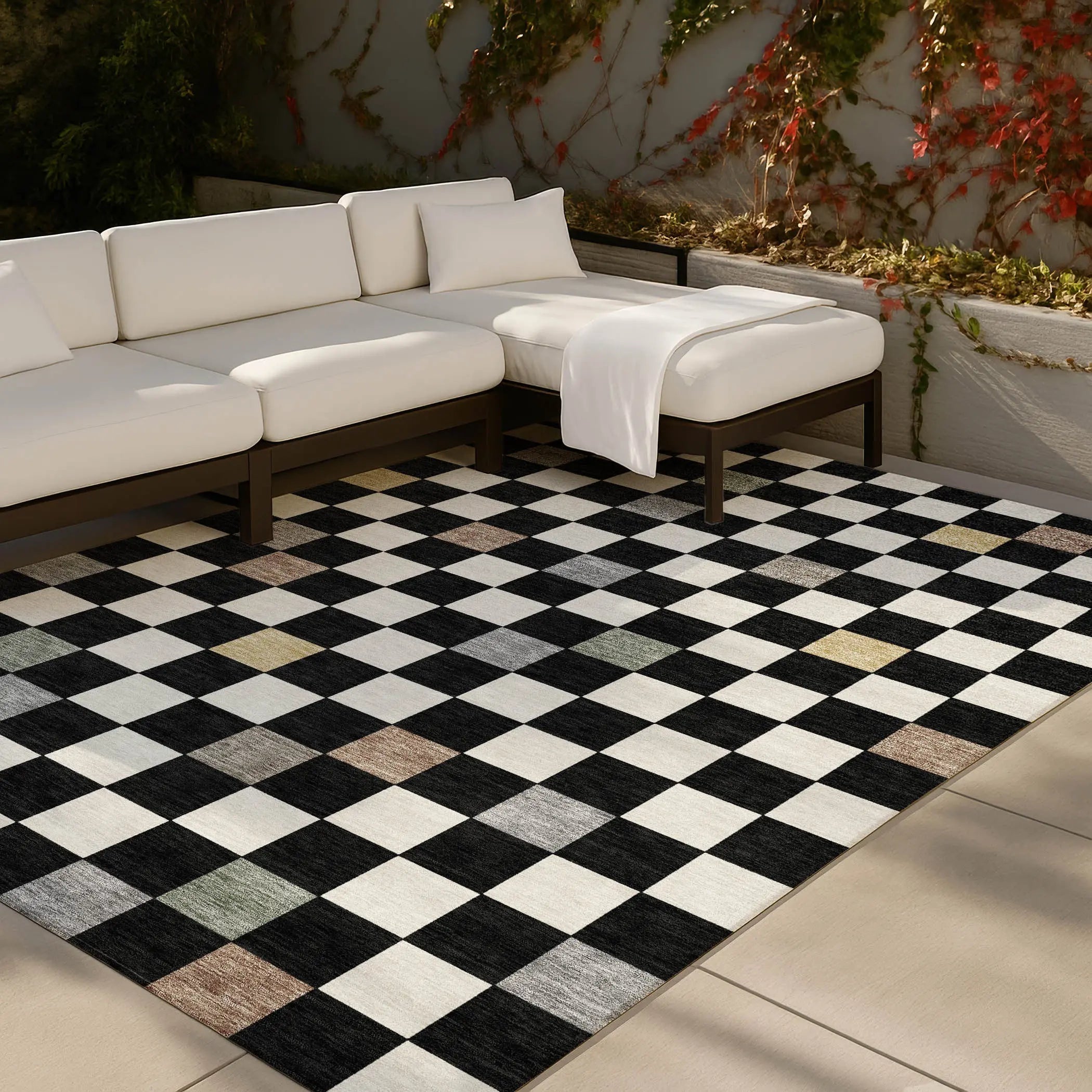 9' X 12' Black And Yellow Geometric Washable Indoor Outdoor Area Rug Homeroots Outdoor