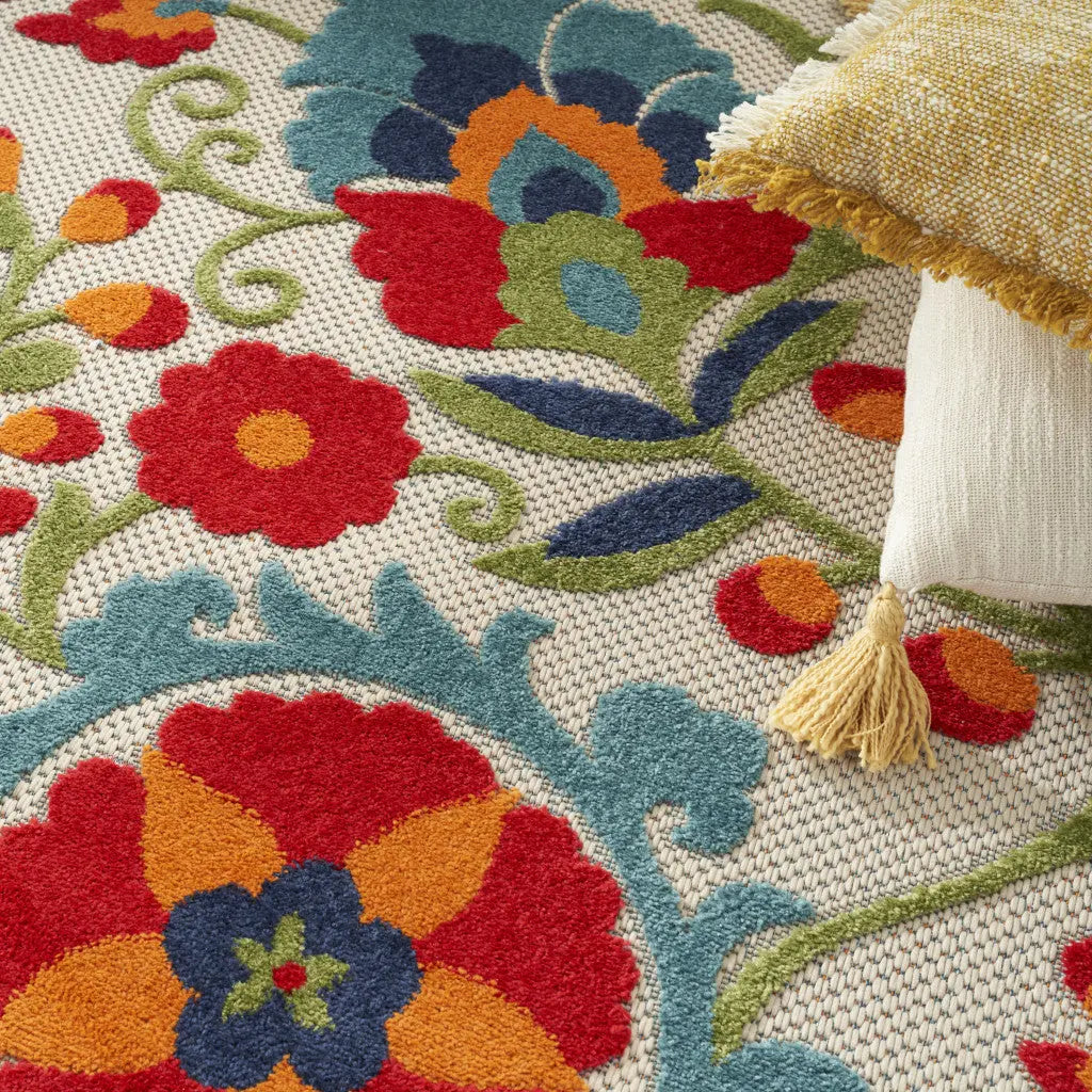 9' X 12' Blue And Beige Indoor Outdoor Area Rug Homeroots Outdoor
