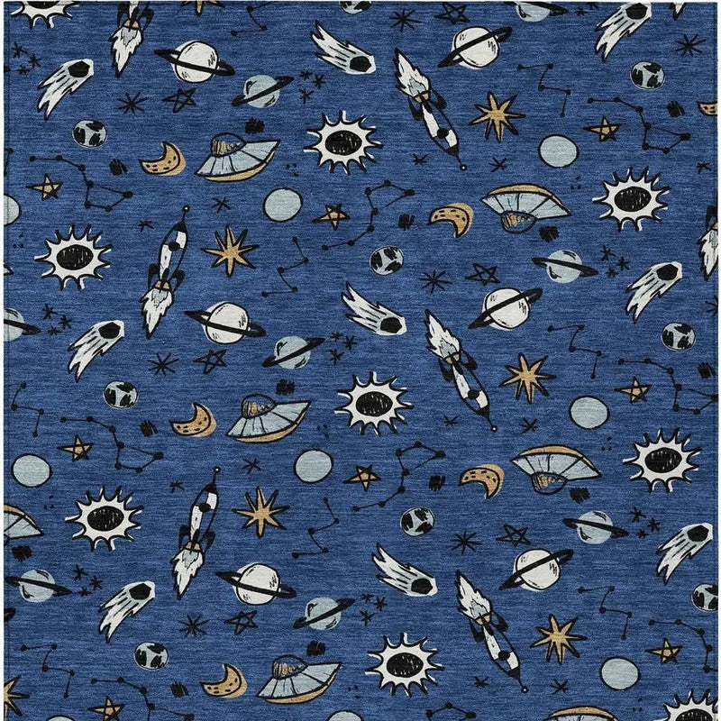 9' X 12' Blue And Black Animal Print Washable Indoor Outdoor Area Rug Homeroots Outdoor