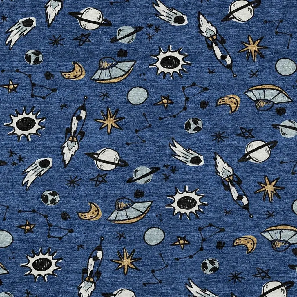 9' X 12' Blue And Black Animal Print Washable Indoor Outdoor Area Rug Homeroots Outdoor