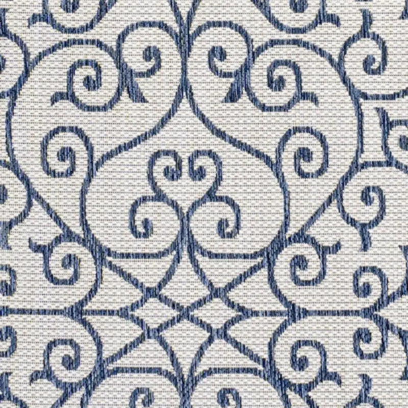 9' X 12' Blue And Cream Geometric Indoor Outdoor Area Rug Homeroots Outdoor
