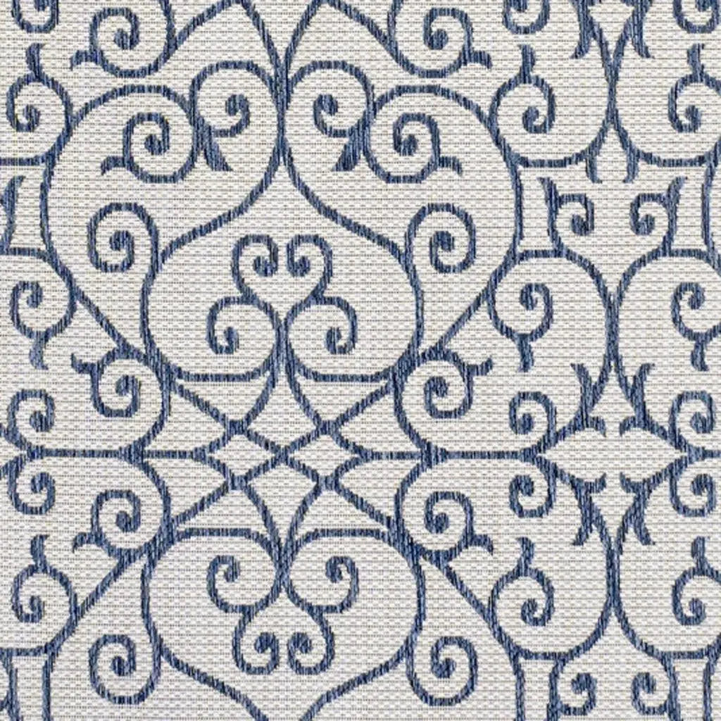9' X 12' Blue And Cream Geometric Indoor Outdoor Area Rug Homeroots Outdoor