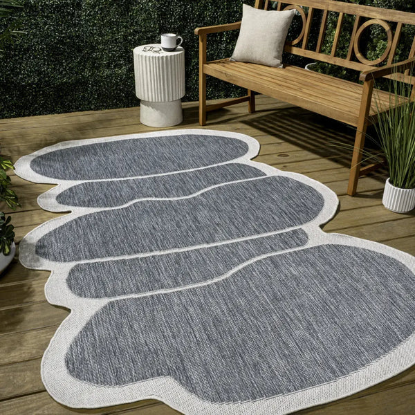 9' X 12' Blue And Cream Medallion Indoor Outdoor Area Rug Homeroots Outdoor
