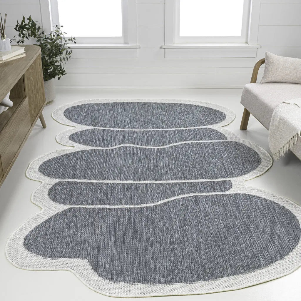 9' X 12' Blue And Cream Medallion Indoor Outdoor Area Rug Homeroots Outdoor