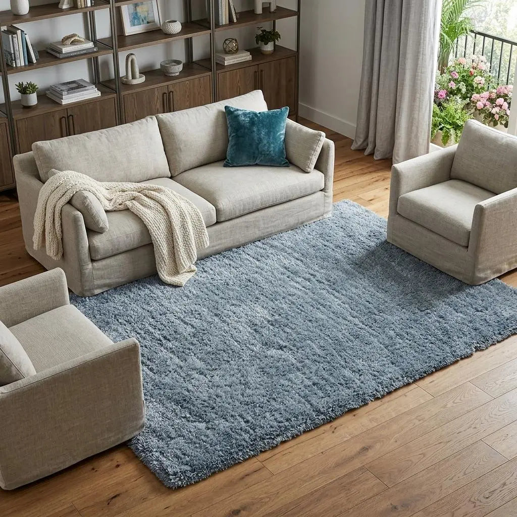9' X 12' Blue And Dark Blue Hand Tufted Area Rug Homeroots Home Decor