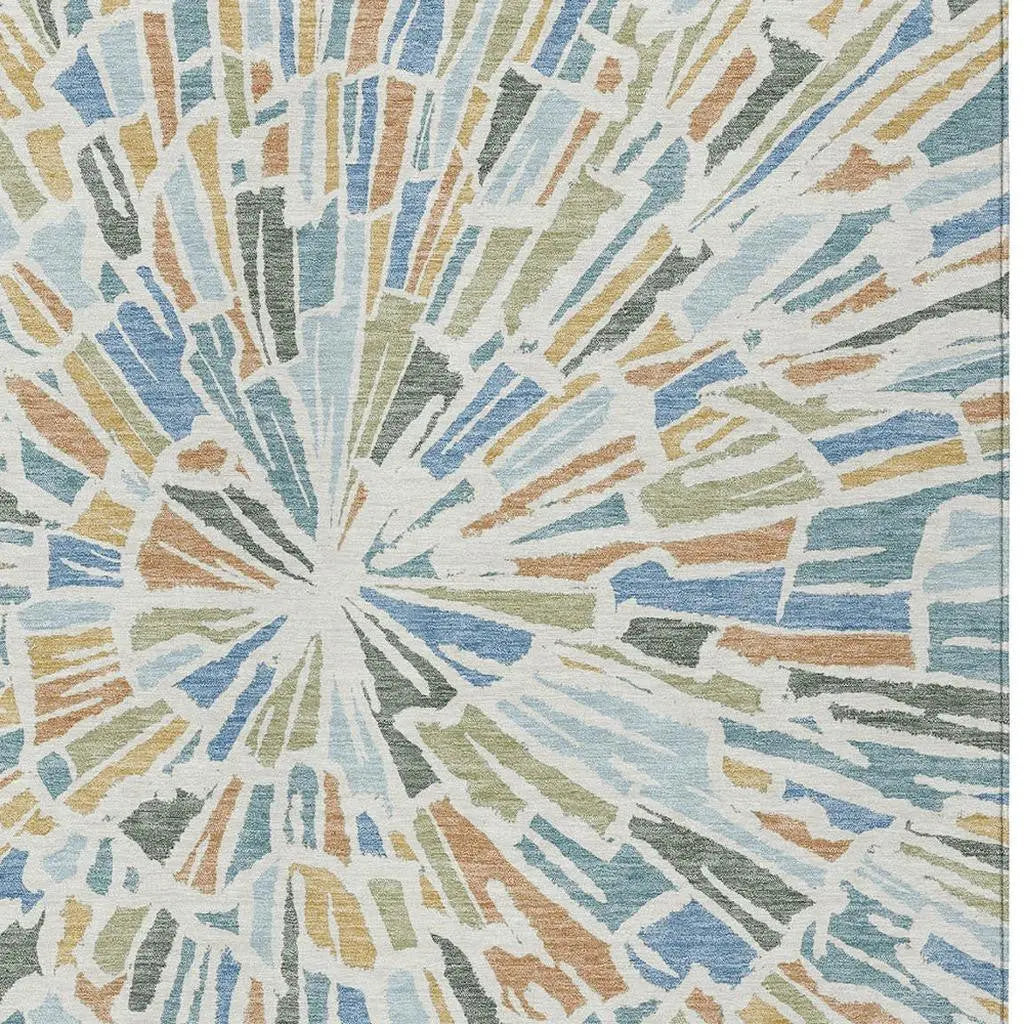 9' X 12' Blue And Denim Blue Abstract Washable Indoor Outdoor Area Rug Homeroots Outdoor