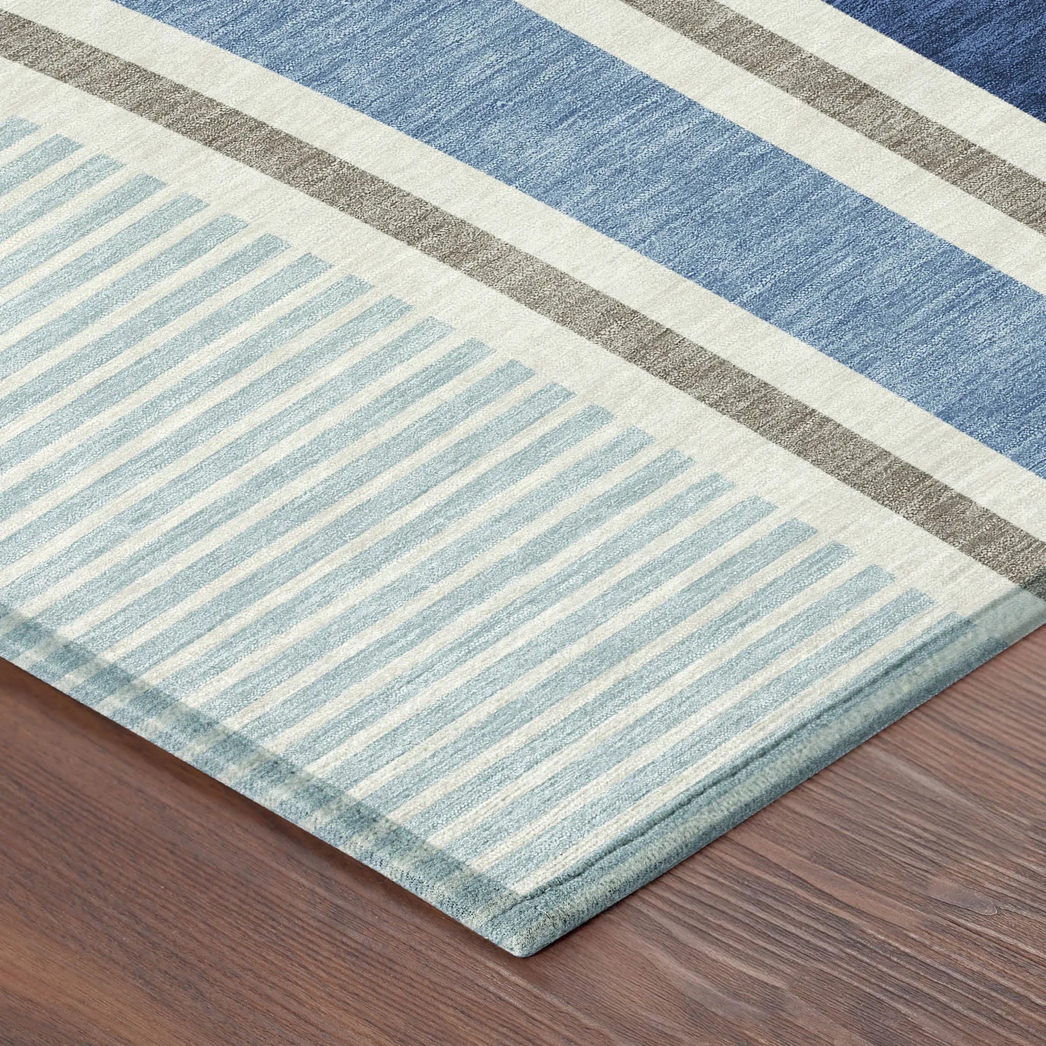 9' X 12' Blue And Denim Blue Geometric Washable Indoor Outdoor Area Rug Homeroots Outdoor