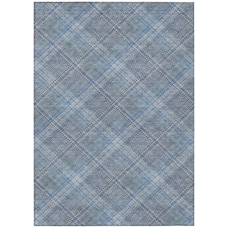 9' X 12' Blue And Denim Blue Plaid Washable Indoor Outdoor Area Rug Homeroots Outdoor