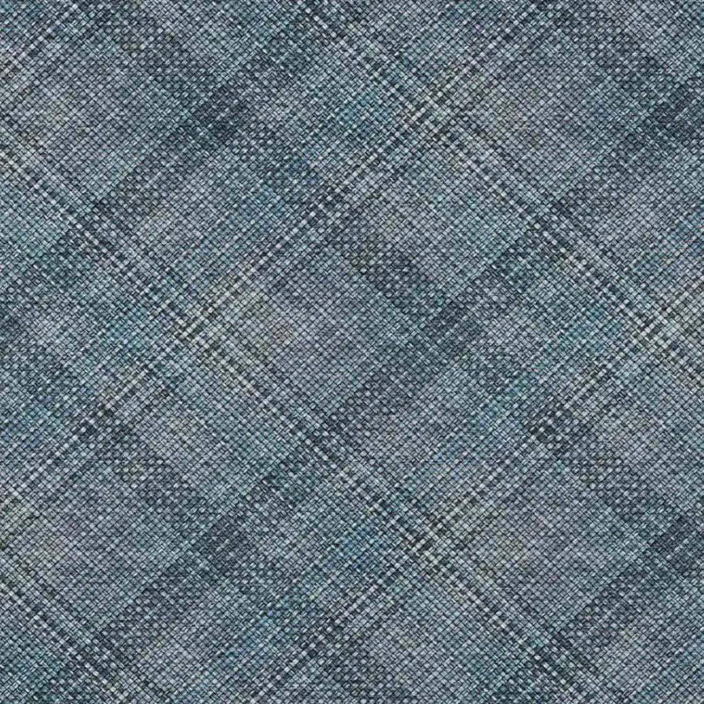 9' X 12' Blue And Graphite Plaid Washable Indoor Outdoor Area Rug Homeroots Outdoor
