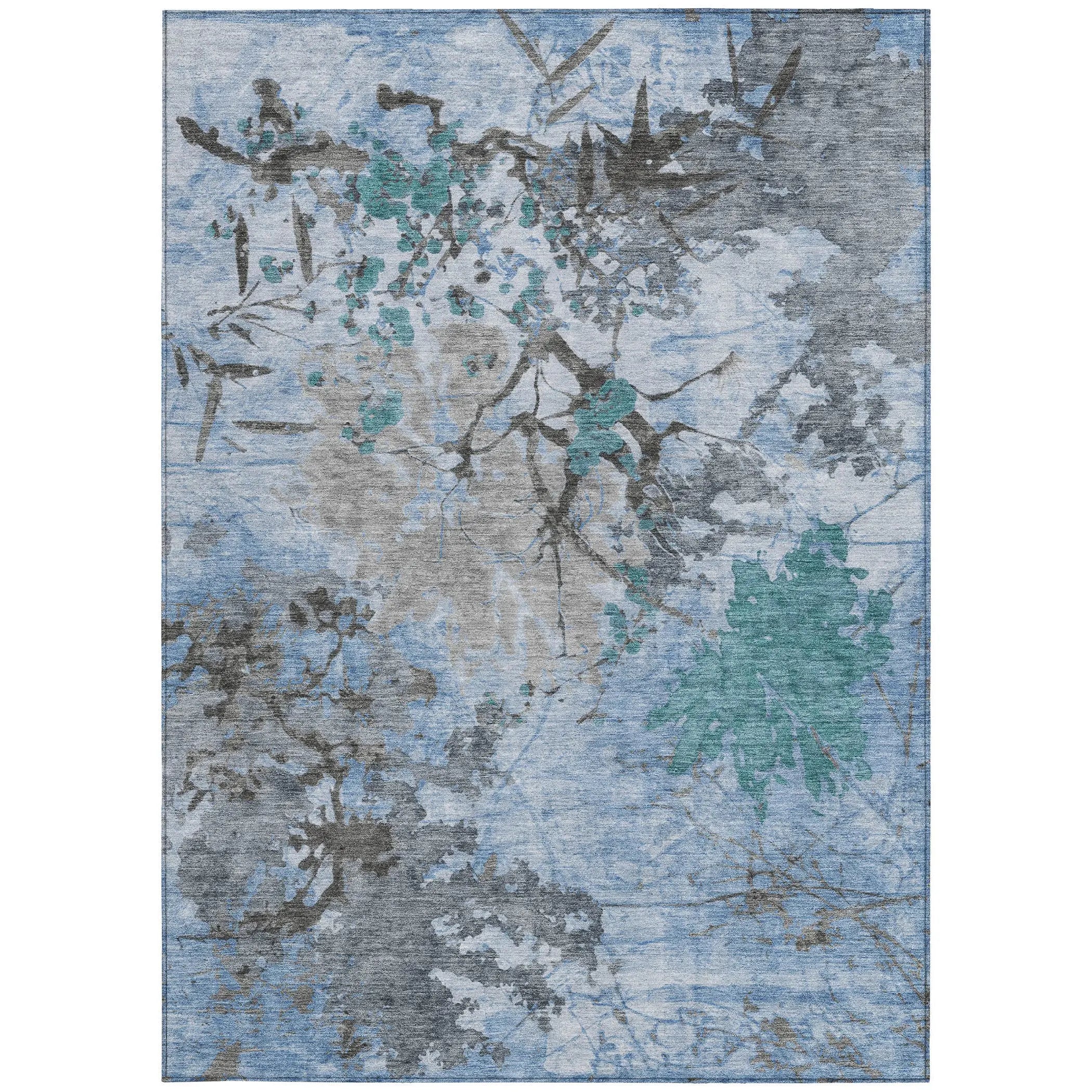 9' X 12' Blue And Gray Abstract Washable Indoor Outdoor Area Rug Homeroots Outdoor