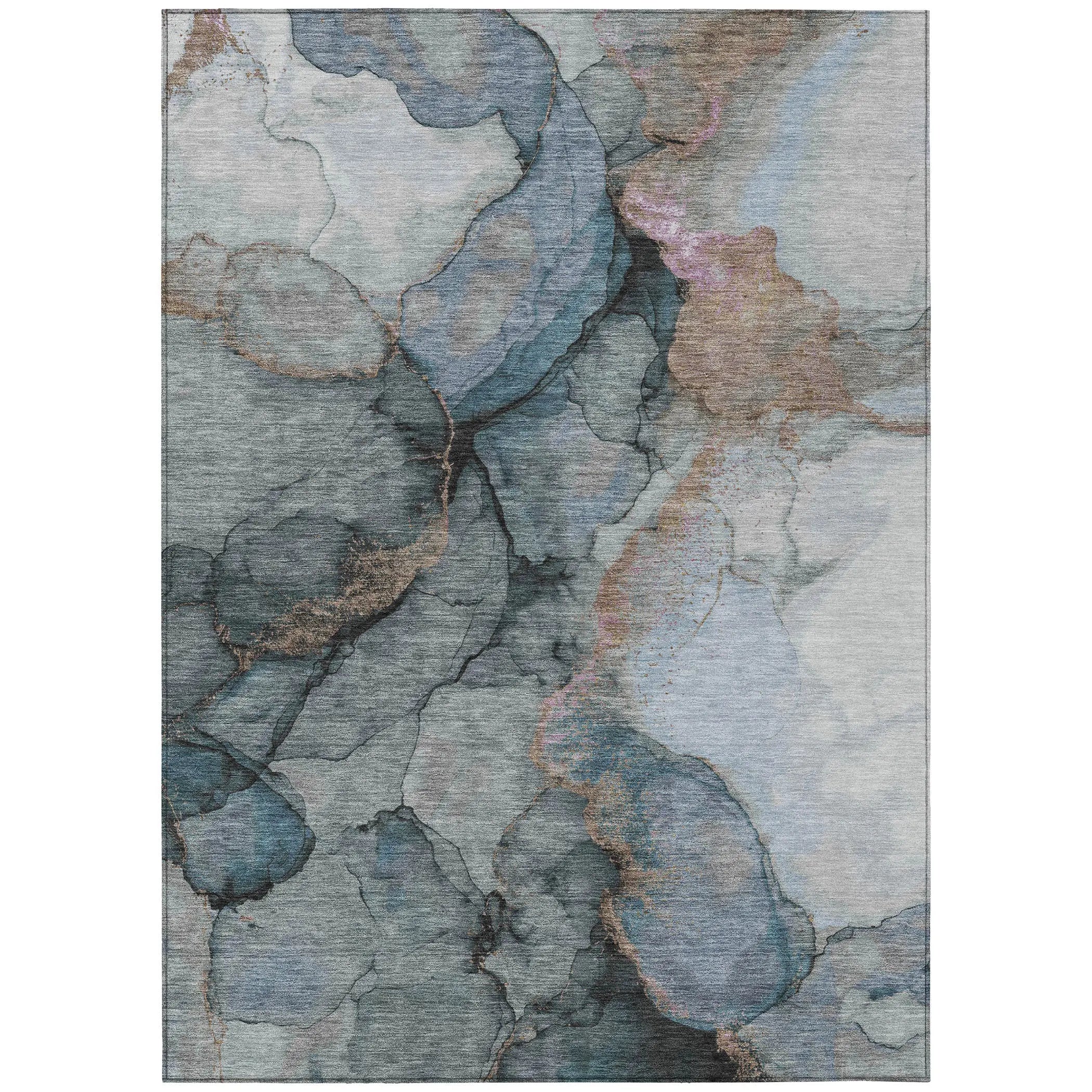 9' X 12' Blue And Gray Abstract Washable Indoor Outdoor Area Rug Homeroots Outdoor