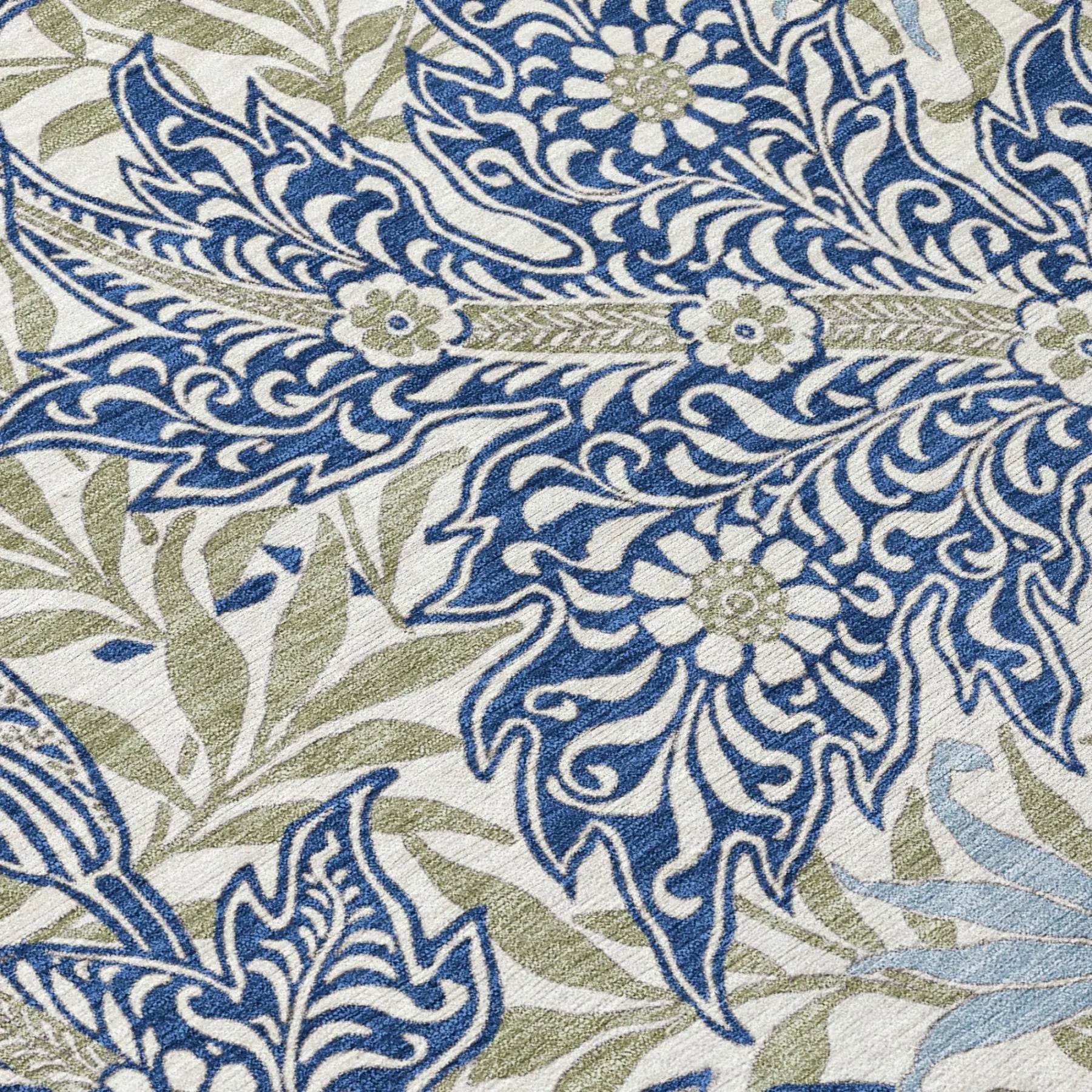 9' X 12' Blue And Gray Botanical Leaves Washable Indoor Outdoor Area Rug Homeroots Outdoor