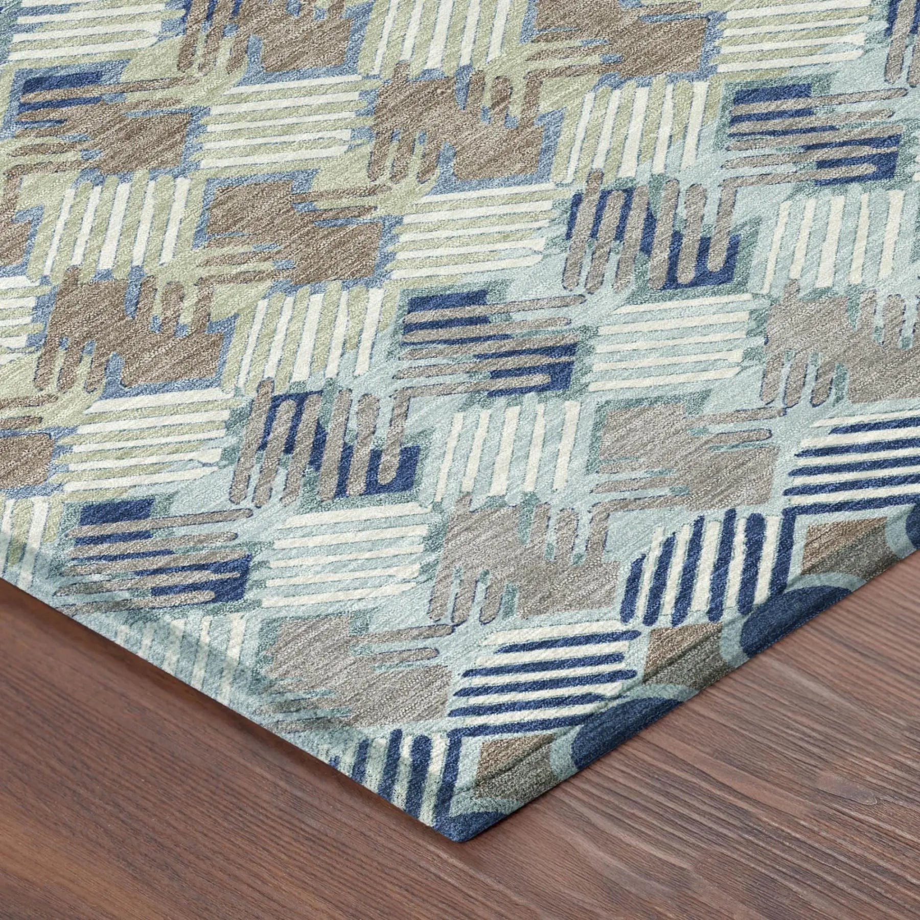9' X 12' Blue And Gray Striped Washable Indoor Outdoor Area Rug Homeroots Outdoor