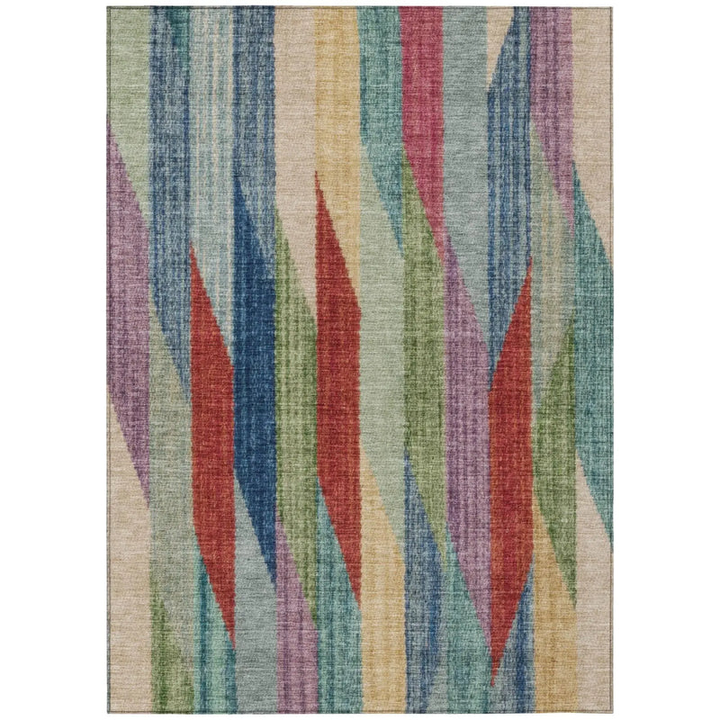 9' X 12' Blue And Gray Striped Washable Indoor Outdoor Area Rug Homeroots Outdoor