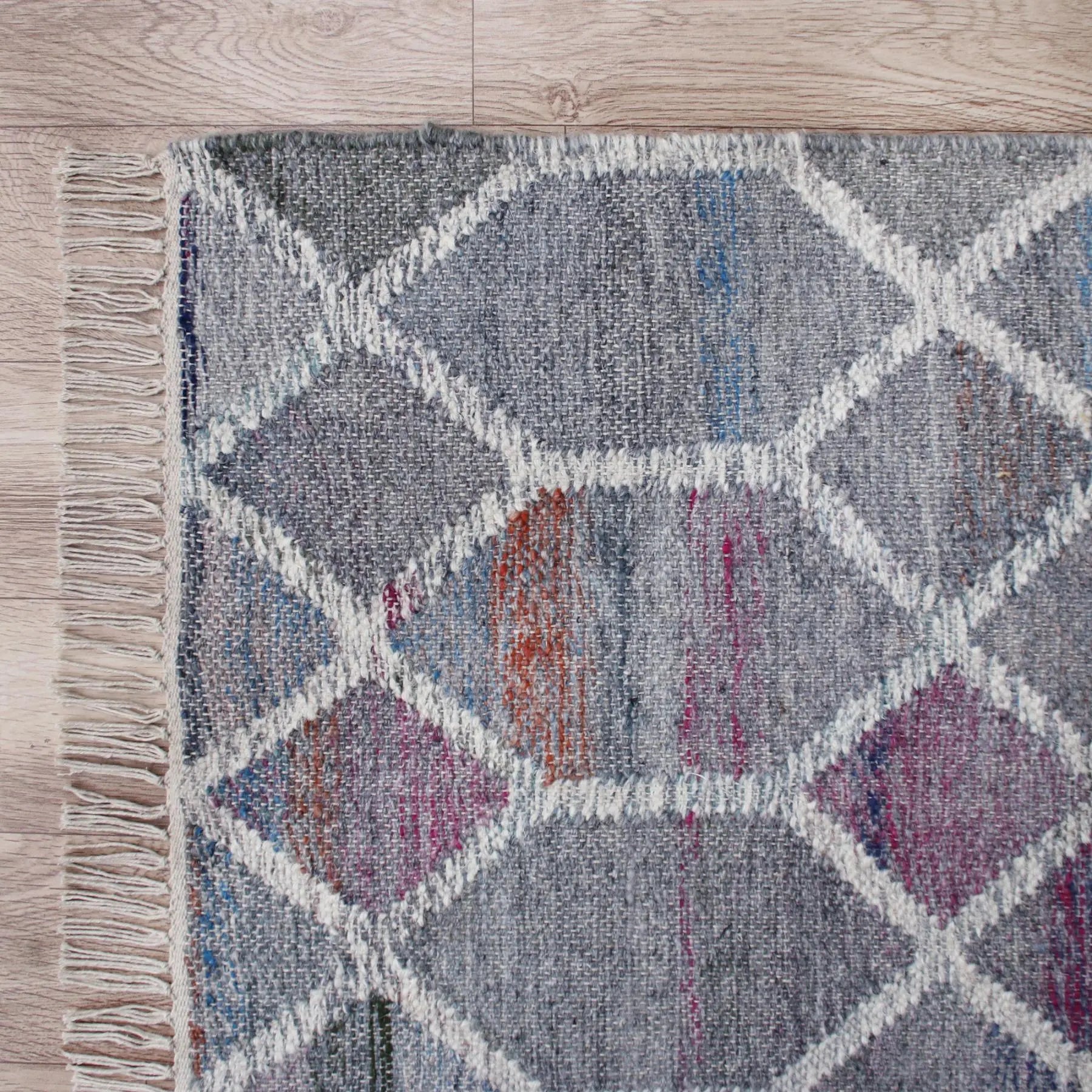 9' X 12' Blue And Gray Trellis Hand Woven Area Rug Homeroots Home Decor