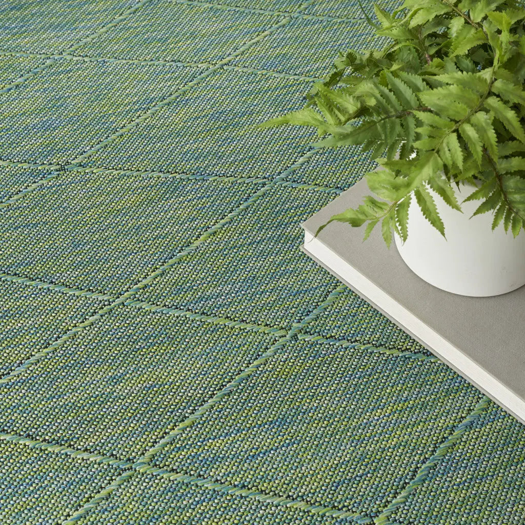 9' X 12' Blue And Green Geometric Indoor Outdoor Area Rug Homeroots Outdoor