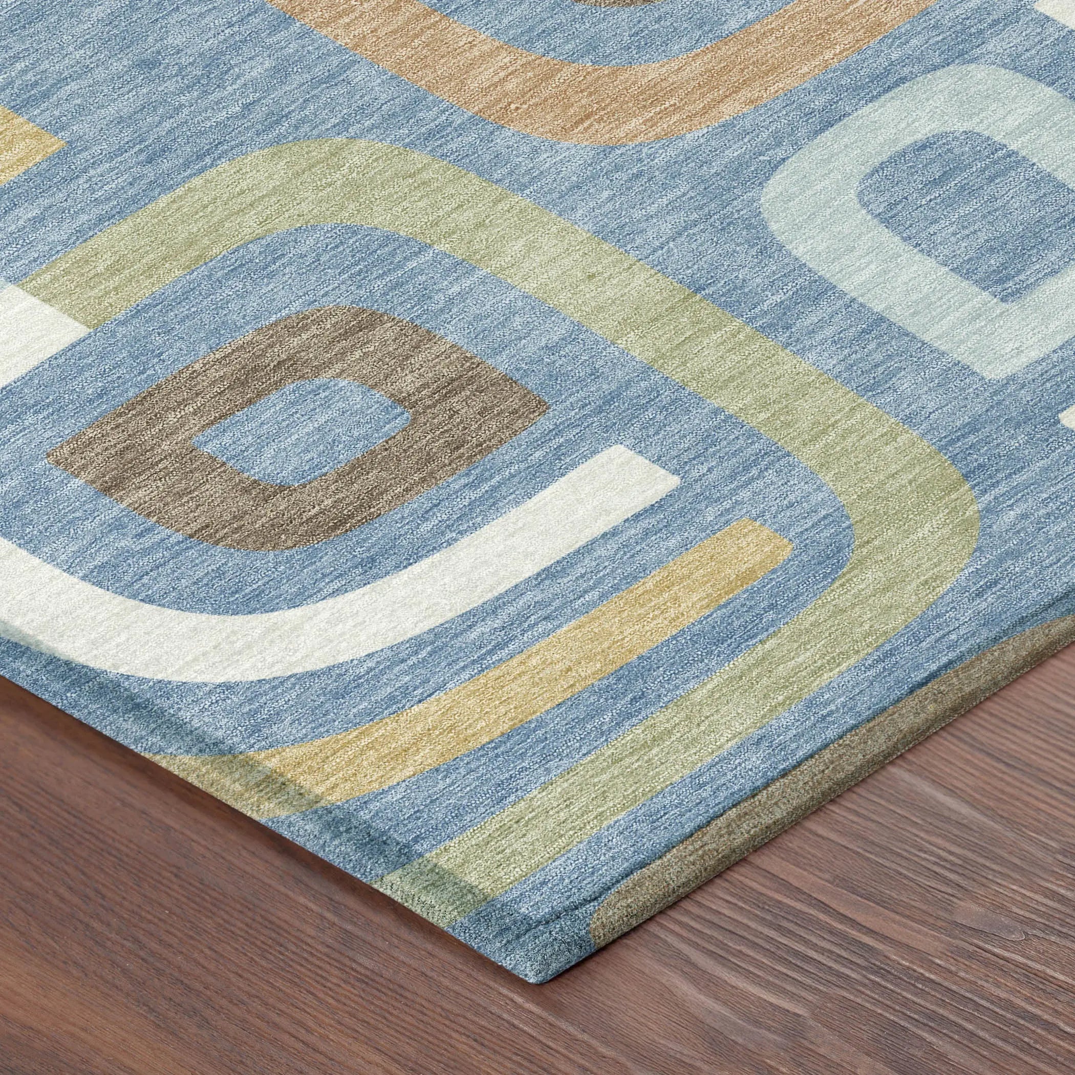 9' X 12' Blue And Green Geometric Washable Indoor Outdoor Area Rug Homeroots Outdoor