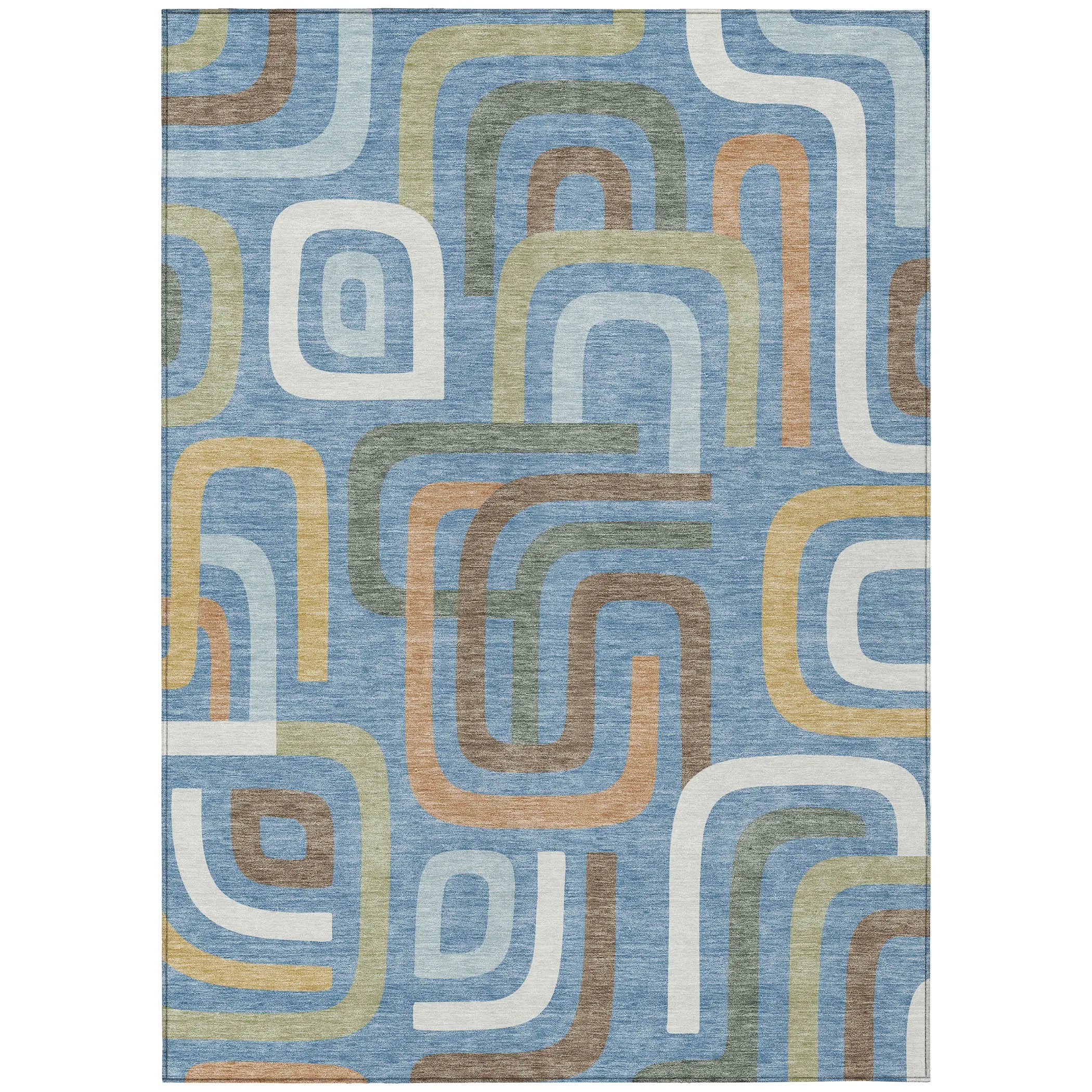 9' X 12' Blue And Green Geometric Washable Indoor Outdoor Area Rug Homeroots Outdoor