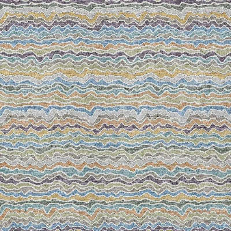 9' X 12' Blue And Green Striped Washable Indoor Outdoor Area Rug Homeroots Outdoor