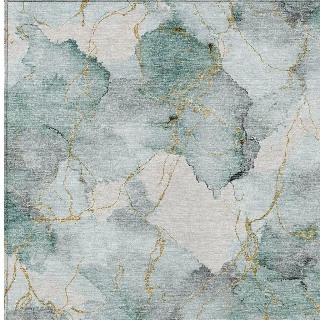 9' X 12' Blue And Ivory Abstract Washable Indoor Outdoor Area Rug Homeroots Outdoor